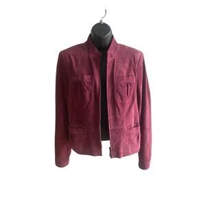 Women’s Red Genuine Leather Jacket Size S Vtg Casual Corner Dark Academia Preppy